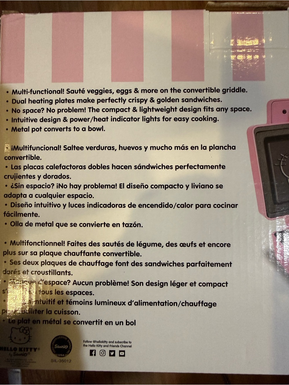 Sanrio Hello Kitty Soup and Sandwich Maker Panini Press Pink - Picture 9 of 12